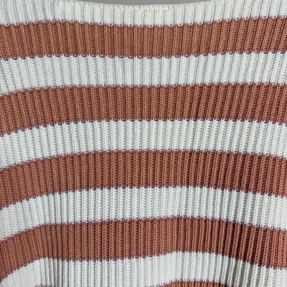 NWOT By Together Stripe Cropped Knit Sweater Pullover Womens Medium Ivory Orange - Picture 11 of 12